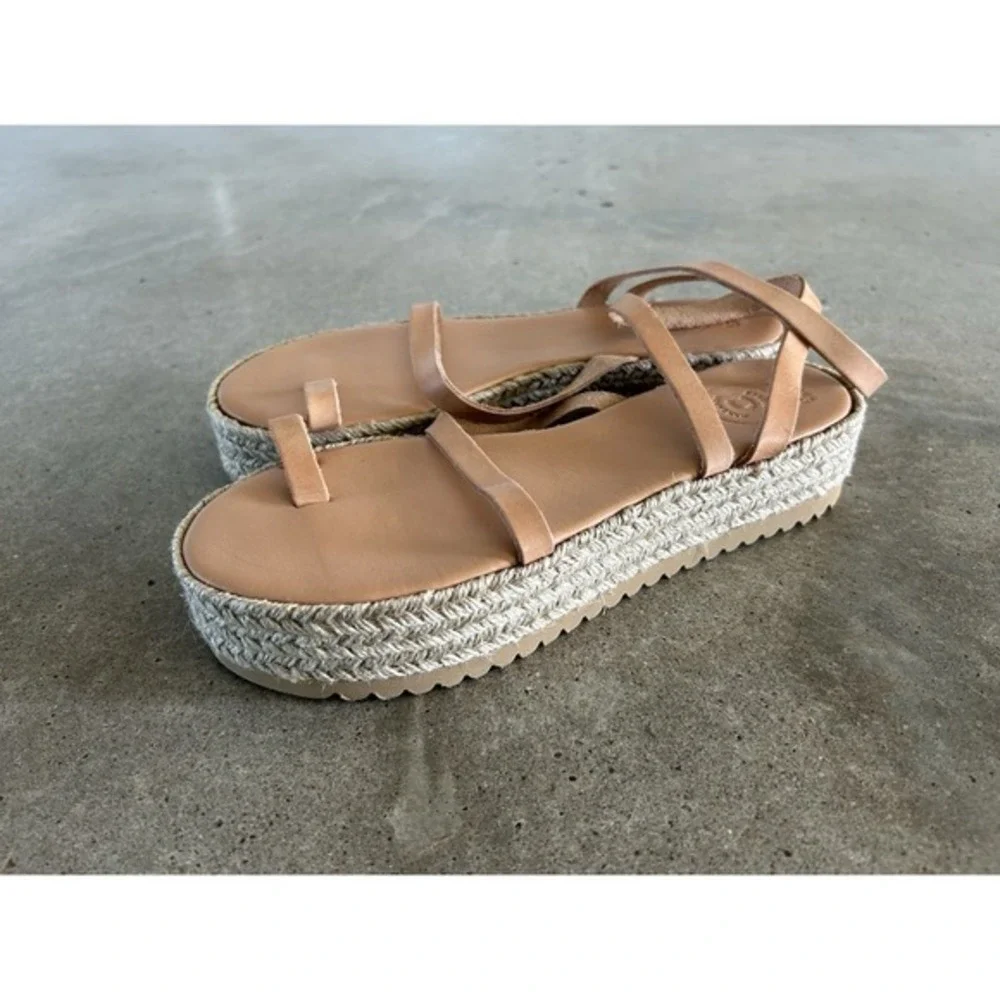 Christina Christi Greece Womens‎ Leather Espadrille Platform Sandals Size 40